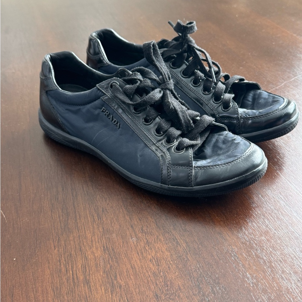 Prada Men's Black and Blue Casual Shoes